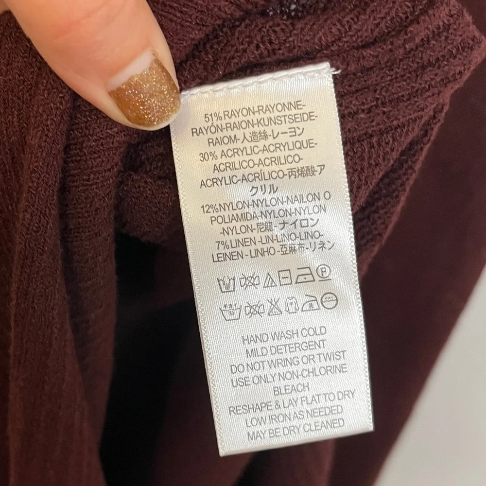 Free People Burgundy Criss Cross Sweater Tunic Sz S
